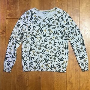 Daniel Rainn Hummingbird & Floral Crew Neck Sweater Sz M Novelty Cottage Country